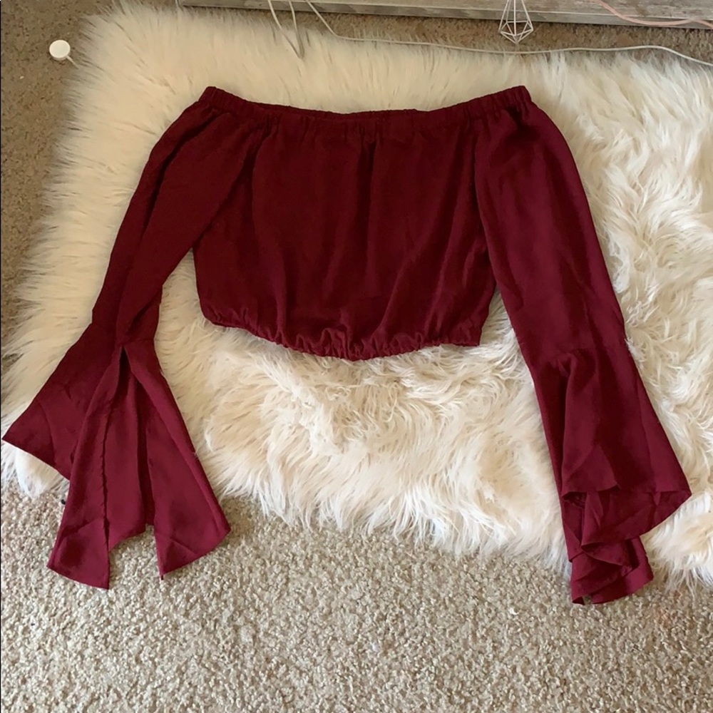 Maroon off the shoulder top